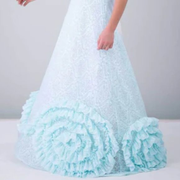 NWT Girls sz 6 Chasing Fireflies Full Bloom Maxi Dress ~ Aqua - Picture 5 of 5